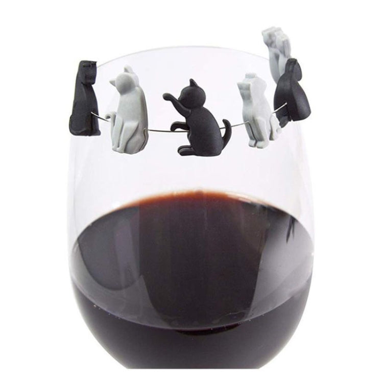 6pcs / Set Cat Drinks Wine Glass Marker Recognizer Tea Bag Hanging