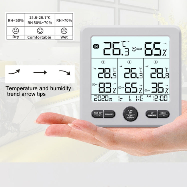 Three Dragged Multi-Function Wireless Thermometer And Hygrometer Indoor And Outdoor High-Precision Thermometer With Color Alarm