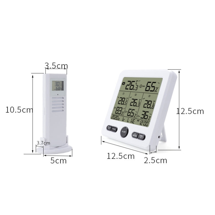 Three Dragged Multi-Function Wireless Thermometer And Hygrometer Indoor And Outdoor High-Precision Thermometer With Color Alarm