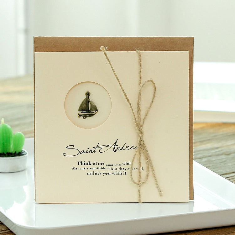 10pcs Vintage Metal Gift Greeting Card Cowhide Envelope Holiday Card