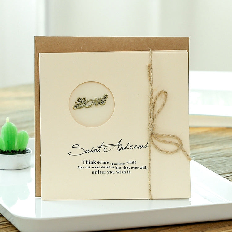 10pcs Vintage Metal Gift Greeting Card Cowhide Envelope Holiday Card