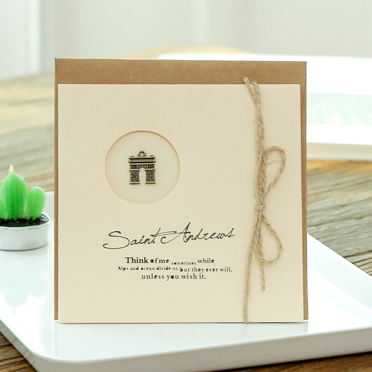 10pcs Vintage Metal Gift Greeting Card Cowhide Envelope Holiday Card