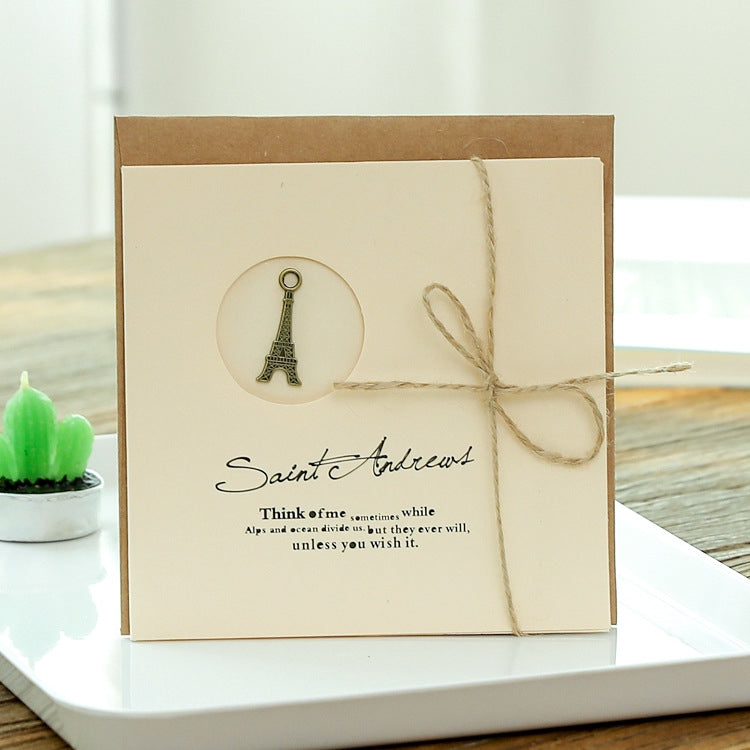 10pcs Vintage Metal Gift Greeting Card Cowhide Envelope Holiday Card