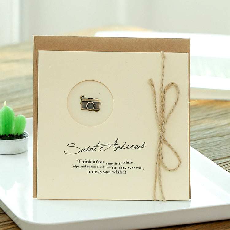 10pcs Vintage Metal Gift Greeting Card Cowhide Envelope Holiday Card