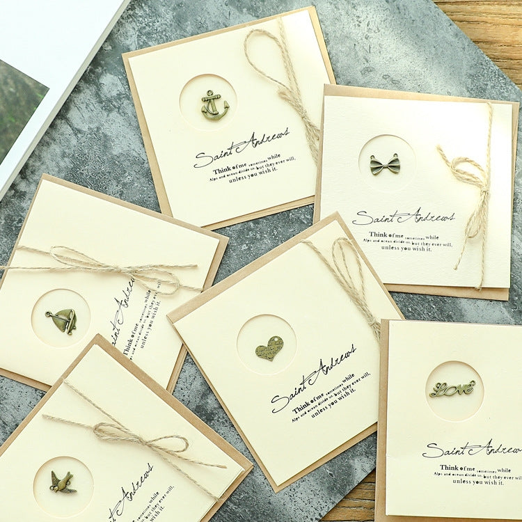 10pcs Vintage Metal Gift Greeting Card Cowhide Envelope Holiday Card