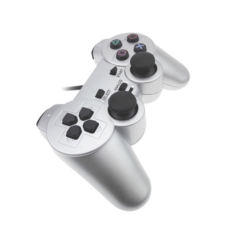 Wired Gamepad Dual Motor Vibration Silver Fuel Injection Gamepad Suitable For PS2