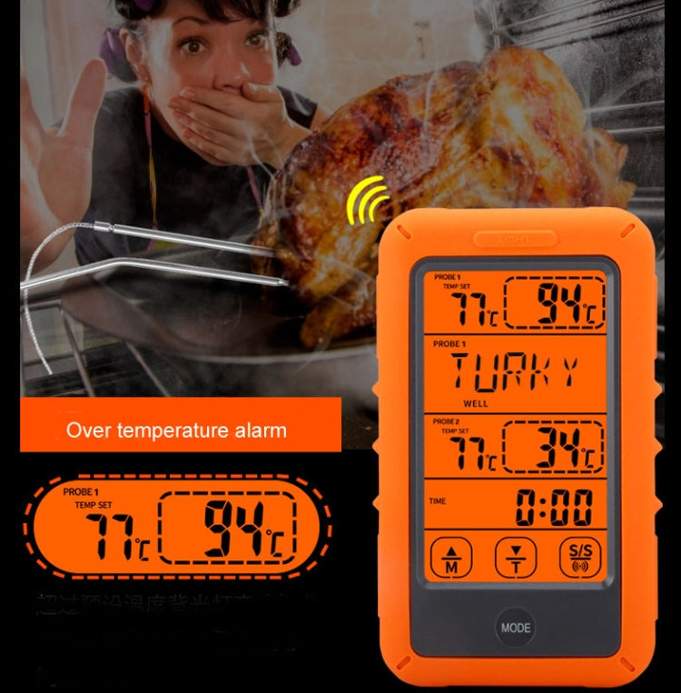 Wireless Food Thermometer Household Touch Screen BBQ Dual-Channel Kitchen  Thermometer