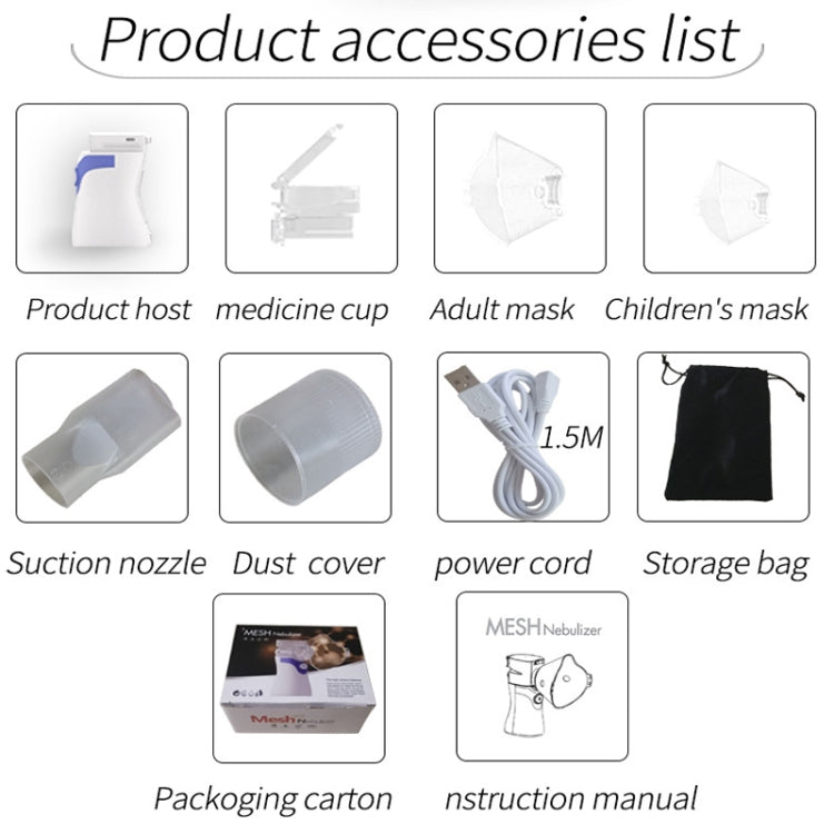 YMK-W6 Children Adult Ultrasonic Portable Micro-Mesh Atomizer Household Handheld Two-Speed Adjustable Compression Atomizer