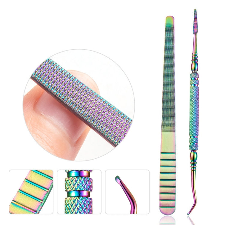 11 in 1 Color Titanium Stainless Steel Nail Steel Push Nail File