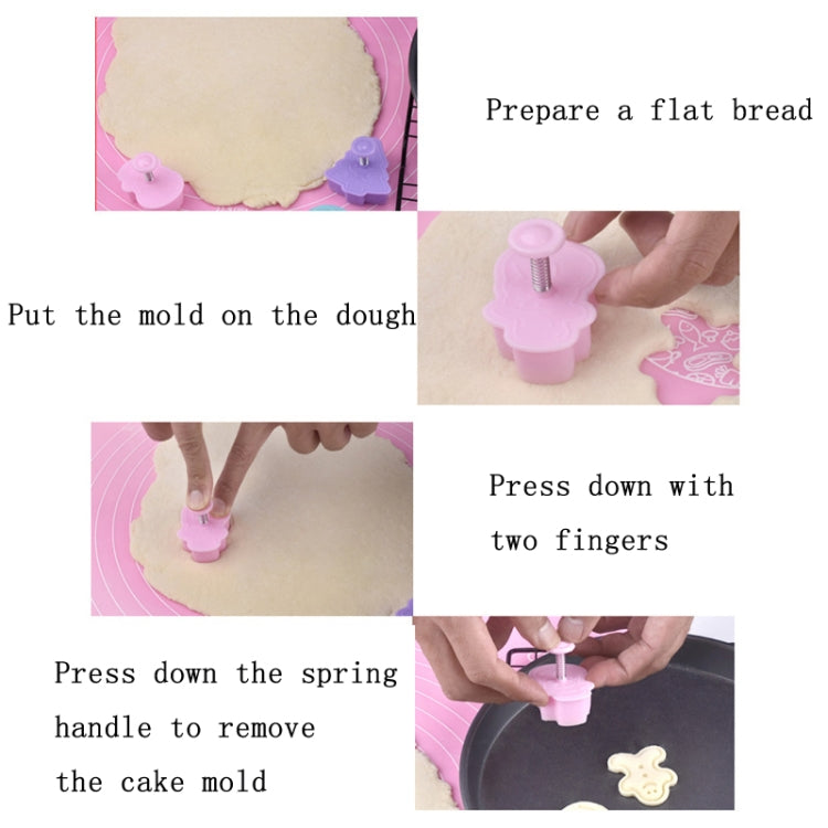 4 in 1 Three-Dimensional Fondant Biscuit Embossing Mold Push-Type Cake Mold Random Style Delivery