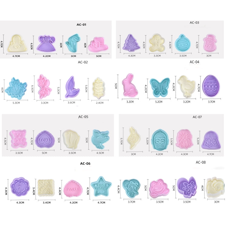 4 in 1 Three-Dimensional Fondant Biscuit Embossing Mold Push-Type Cake Mold Random Style Delivery