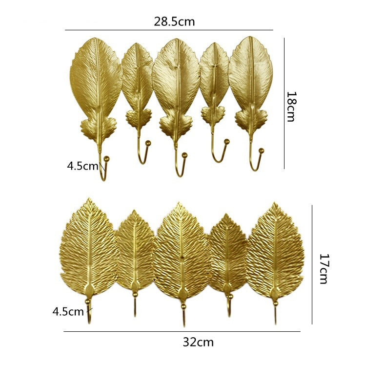 Golden Leaf Hooks Perforated Coat Hooks