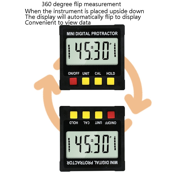 Electronic Digital Display Inclinometer Slope Level Protractor Four-Sided Magnetic Angle Ruler