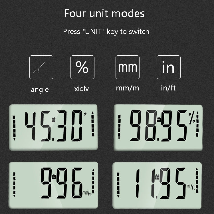 Electronic Digital Display Inclinometer Slope Level Protractor Four-Sided Magnetic Angle Ruler
