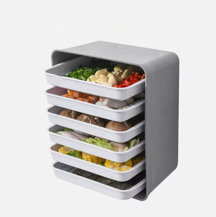 6-Layer Wall-Mounted Hot Pot Tray Kitchen Household Preparation Dishes Free Perforation Rectangular Side Dishes