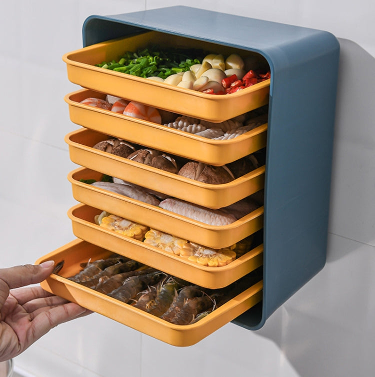 6-Layer Wall-Mounted Hot Pot Tray Kitchen Household Preparation Dishes Free Perforation Rectangular Side Dishes