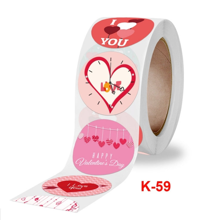 5 PCS Olled Round Valentines Day Heart Gift Decoration Sticker Label