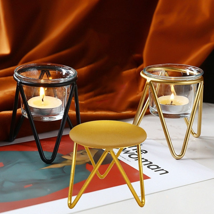 Hollow Household Candle Cups Iron Candle Holders Luxury Creative Home Decorations, Colour: B Gold