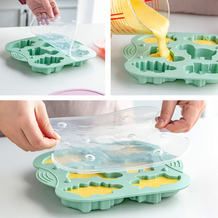 DIY 6 Grid Silicone Dinosaur Cake Mold Baby Food Supplement Mold Baking Tools