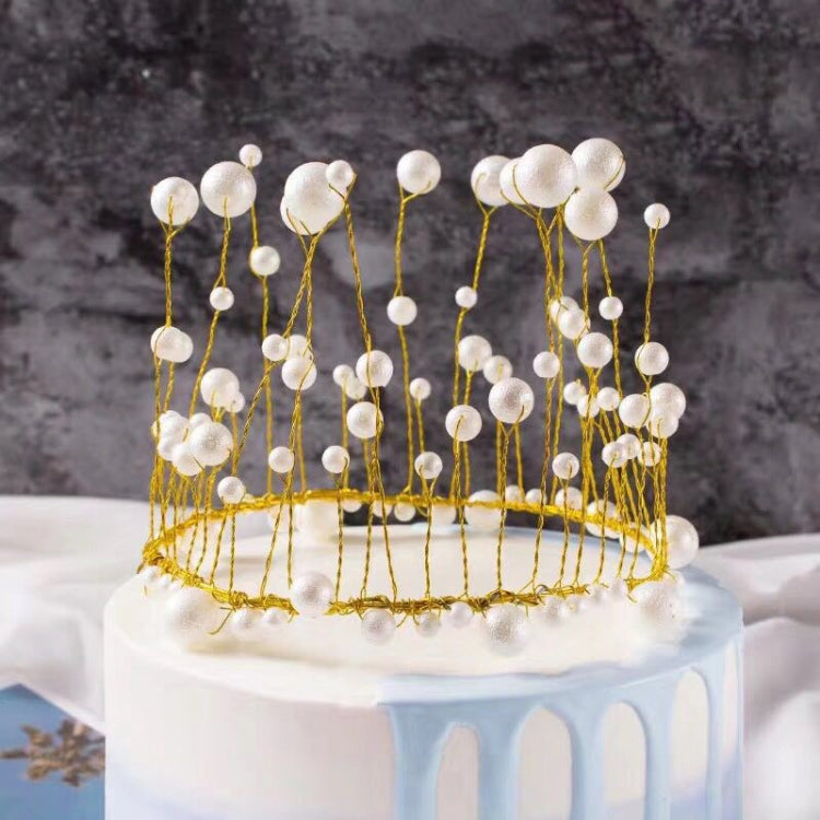 2 PCS Seaweed Tassel Pearl Crown Baking Cake Decoration