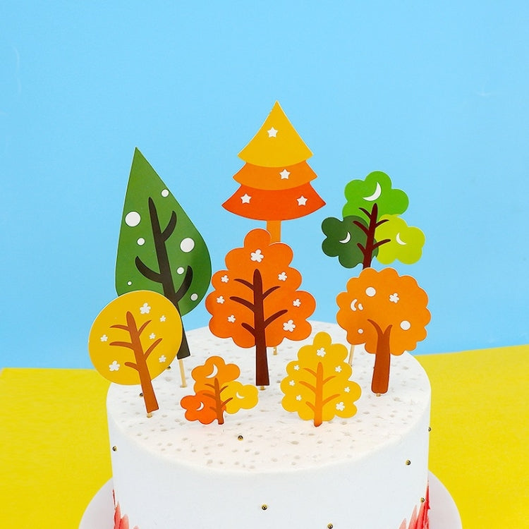 30 Bags Forest Tree Cake Insert Card Flag Insert Baking Decoration Birthday Cake Card Insert Cake Decoration
