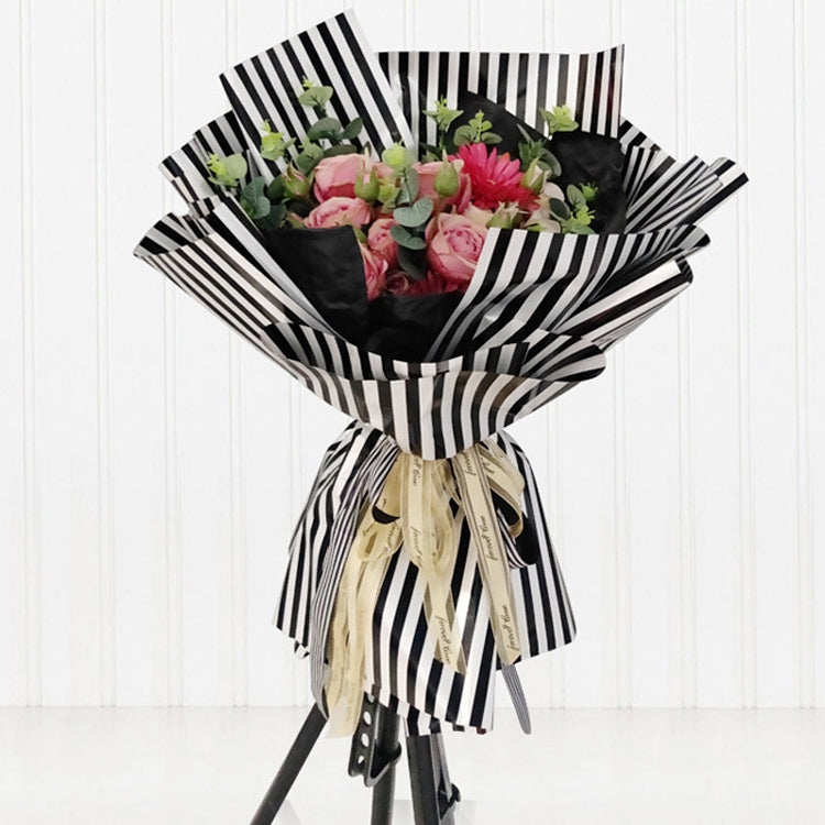 Two-Color Stripes Flower Wrapping Paper Waterproof Gift Wrapping Paper