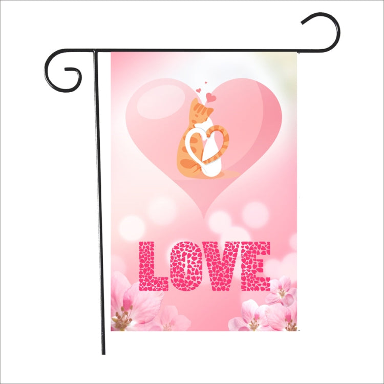 2 PCS Valentine Day Garden Flag Festive Atmosphere Garden Banner