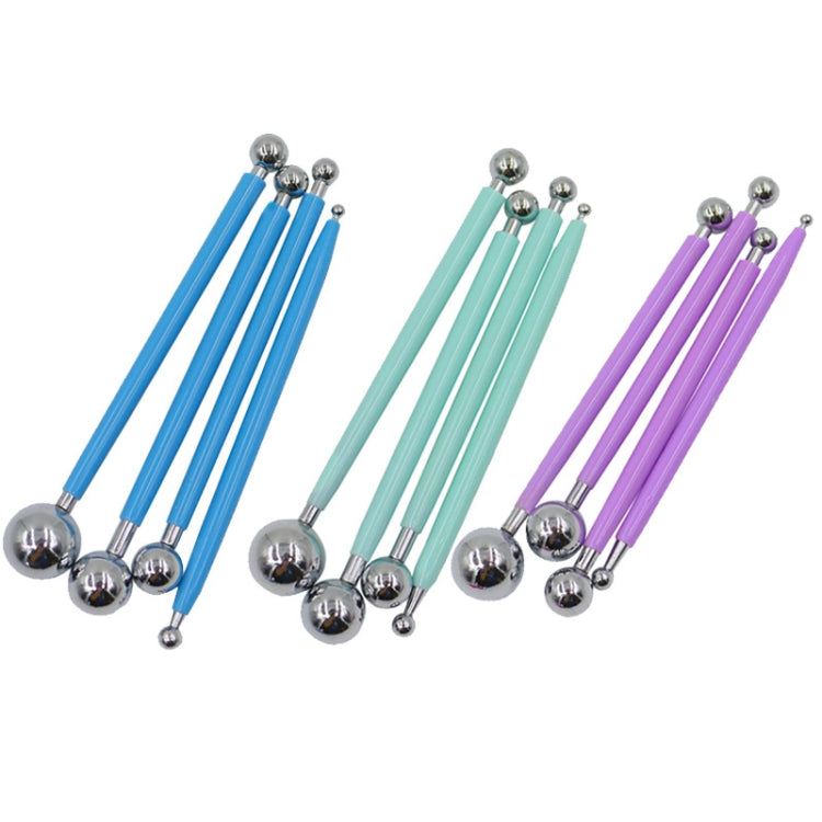4 in 1 Stainless Steel Spherical Carving Group Pill Stick Fondant Clay Colored Clay Carving Tool Set