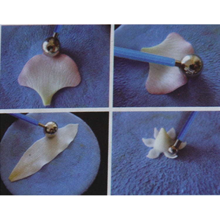 4 in 1 Stainless Steel Spherical Carving Group Pill Stick Fondant Clay Colored Clay Carving Tool Set