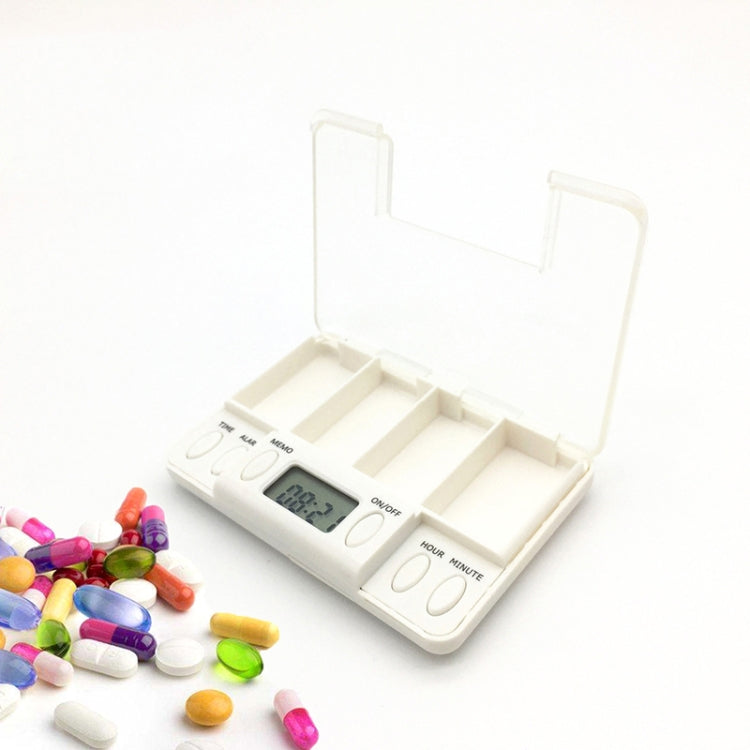 TF200 4-Cell Smart Timed Reminder Portable Plastic Pill Box Pill Storage Box