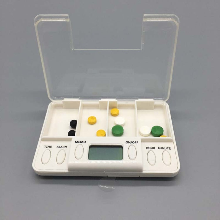 TF200 4-Cell Smart Timed Reminder Portable Plastic Pill Box Pill Storage Box