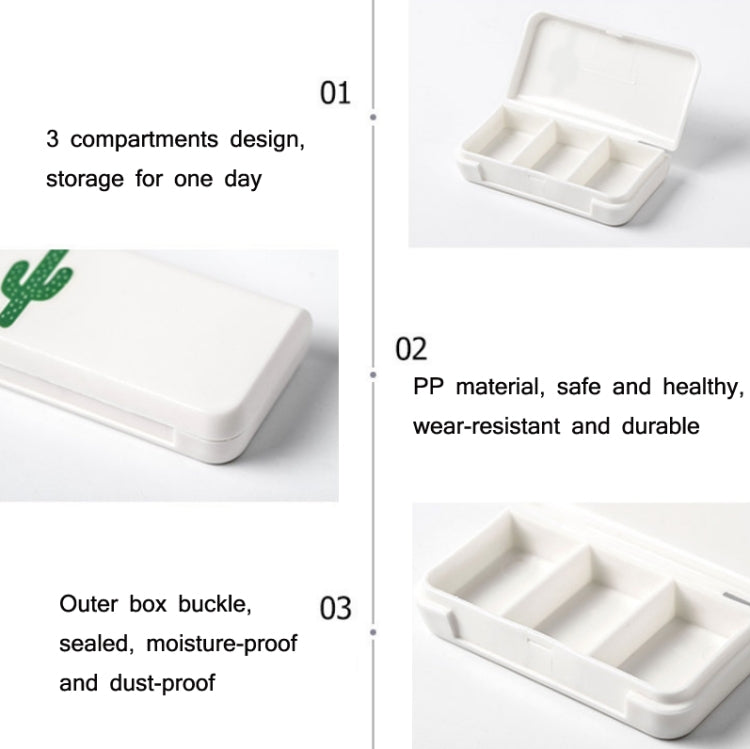 8 PCS Small Portable Moisture-proof Sealed Medicine Box 3 Compartments A Day Medicine Divided