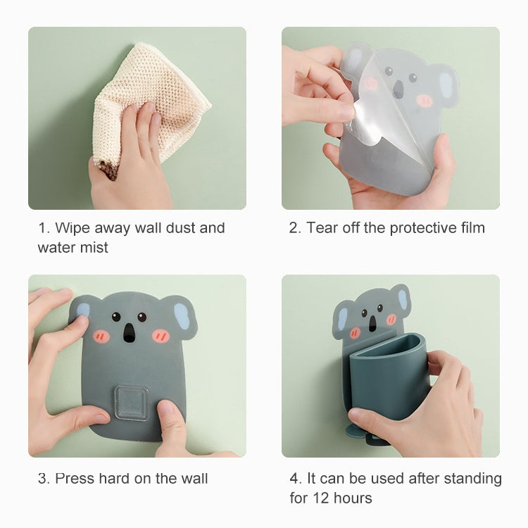 Bathroom Paste Wall-Mounted Shelf Cartoon Animal Toothbrush Holder