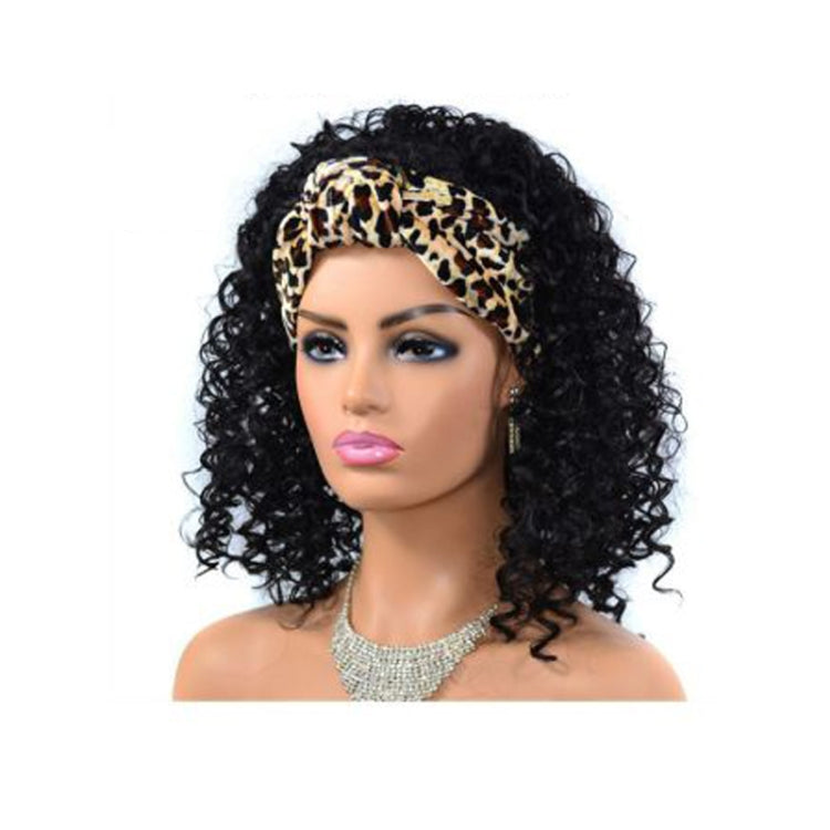 Headscarf Wig Black Gradient Small Curly Wig Explosive Headgear