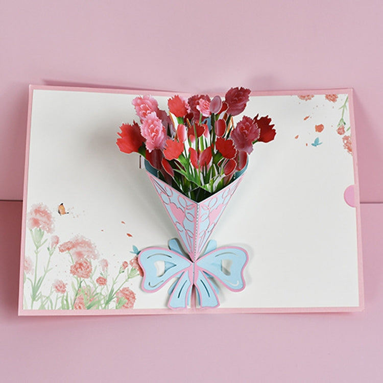 3D Blessing Card Handmade Paper Carnation Three-Dimensional Greeting Card
