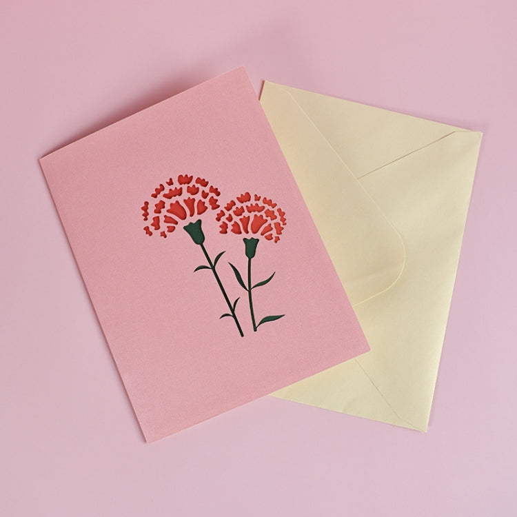 3D Blessing Card Handmade Paper Carnation Three-Dimensional Greeting Card