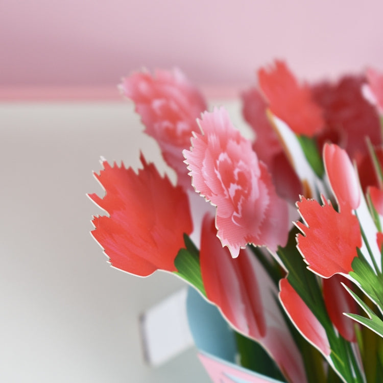 3D Blessing Card Handmade Paper Carnation Three-Dimensional Greeting Card