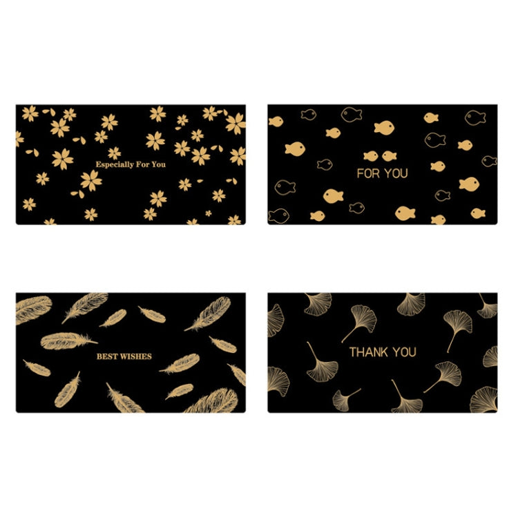 12 PCS Black Bronzing Greeting Card Holiday High-End Golden Blessing Greeting Card With Envelope