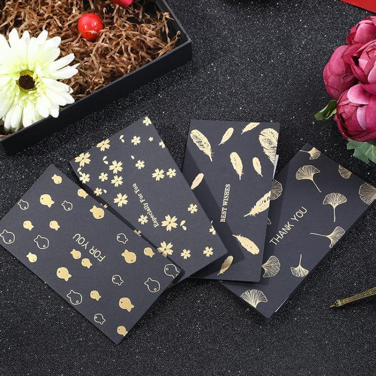 12 PCS Black Bronzing Greeting Card Holiday High-End Golden Blessing Greeting Card With Envelope