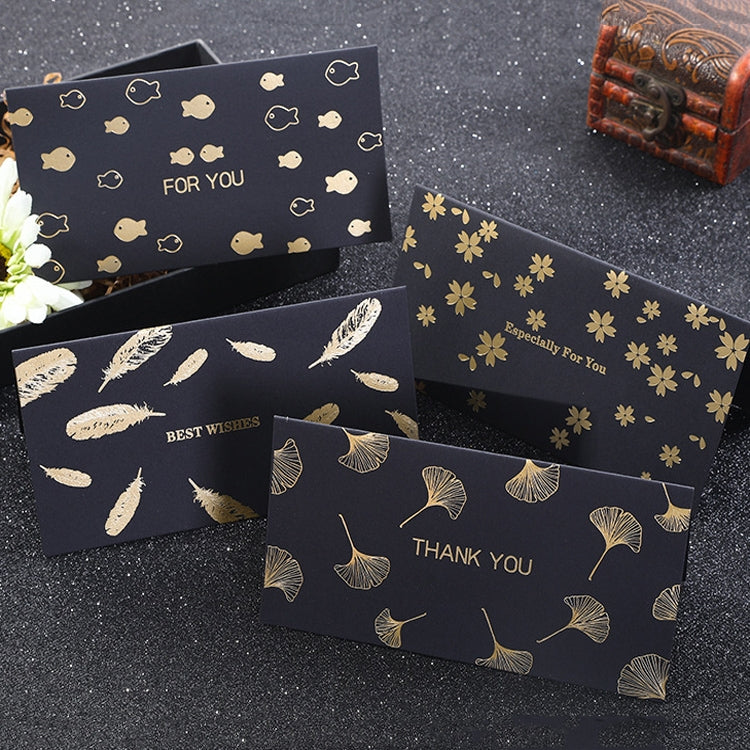 12 PCS Black Bronzing Greeting Card Holiday High-End Golden Blessing Greeting Card With Envelope