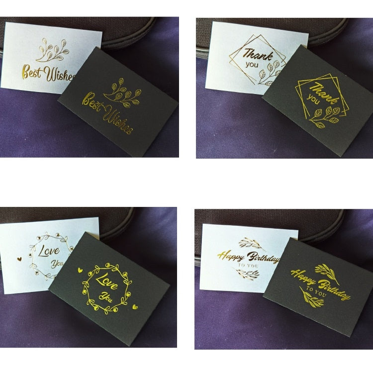 150 PCS Wedding Blessing Card Thank You Message Gift Decoration Card Bronzing Flower Greeting Card