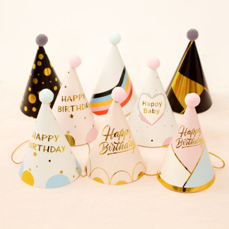 10 PCS Children Adult Birthday Party Hat Fur Ball Birthday Paper Hat