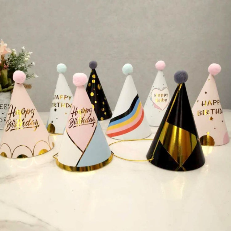 10 PCS Children Adult Birthday Party Hat Fur Ball Birthday Paper Hat