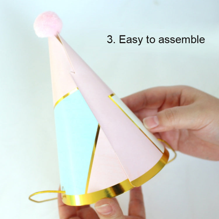 10 PCS Children Adult Birthday Party Hat Fur Ball Birthday Paper Hat