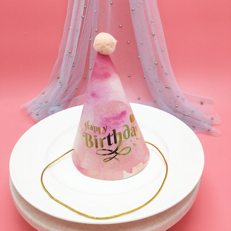 20 PCS Party Headdress Bronzing Sequined Furry Ball Birthday Hat