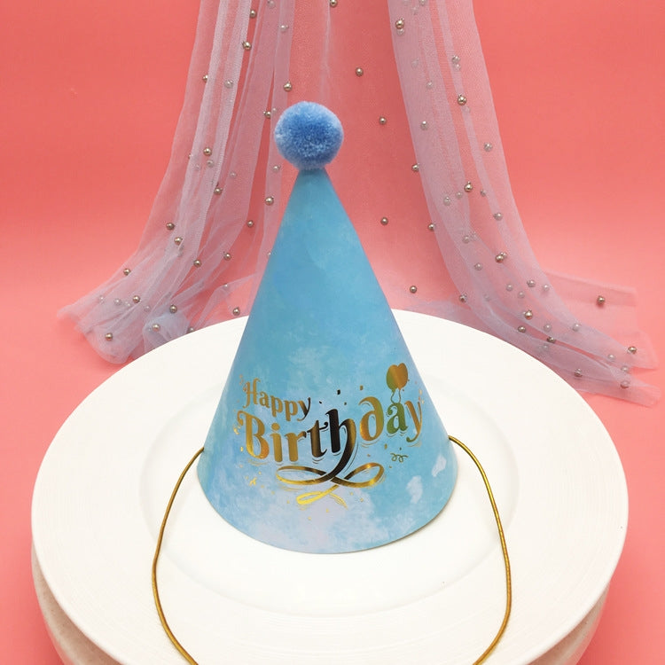 20 PCS Party Headdress Bronzing Sequined Furry Ball Birthday Hat