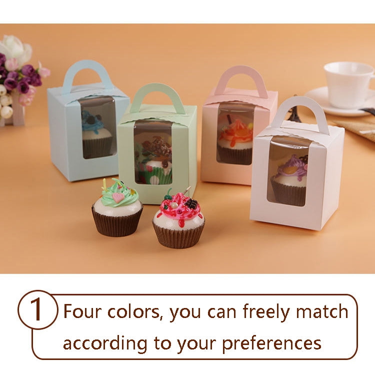 50 Pieces Muffin Cup Cake Box Portable Window Cake Packaging Box