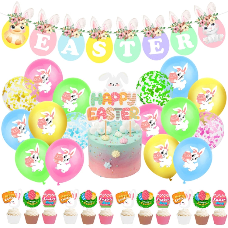 Easter Party Decoration Sequined Balloon Cake Flag Set