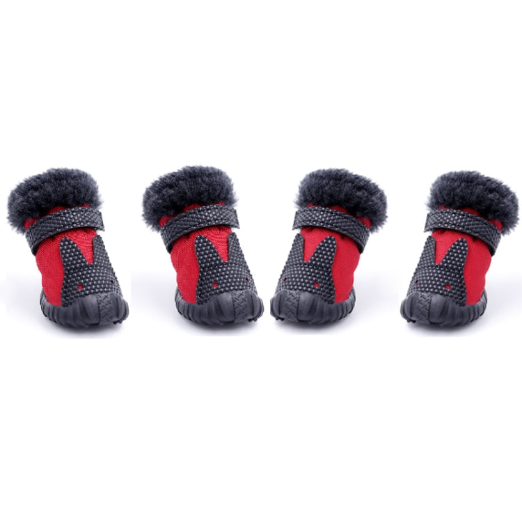 4 PCS/Set Pet AutumnWinter Thicken Cotton Shoes Dog Warm And Non-Slip Shoes