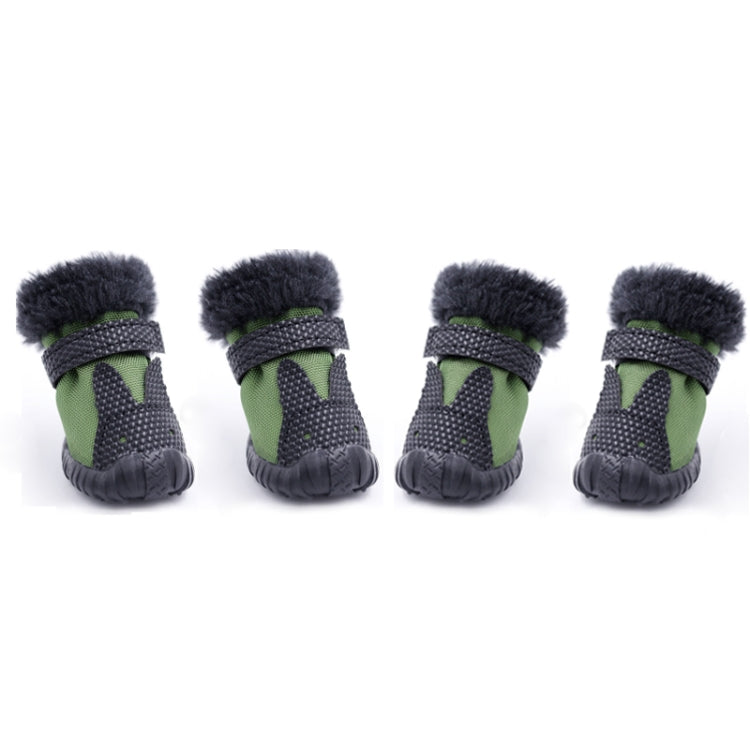 4 PCS/Set Pet AutumnWinter Thicken Cotton Shoes Dog Warm And Non-Slip Shoes